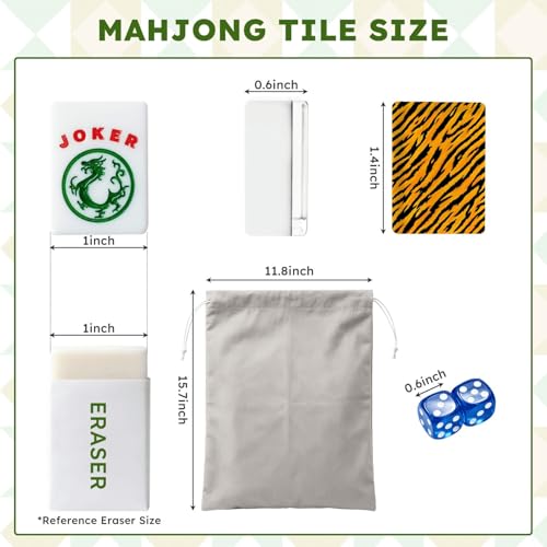 Set de Mahjong Americano con 166 fichas acrílicas y accesorios miniatura 2