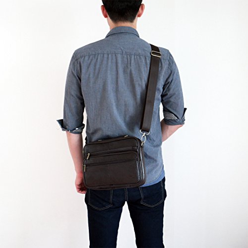 Tablet Cross body messenger bag and Handbag 2 in 1 Day bag Cowhide leather Tote Bag for Up to 10 Inch WK33