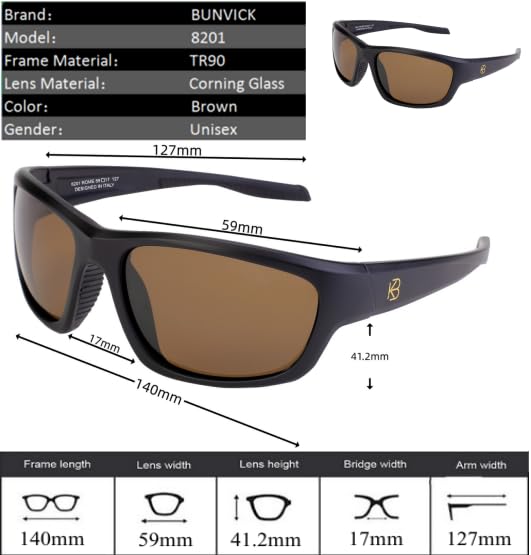 Image of Polarized HD Genuine Glass Sunglasses for Men and Women, Italian Design, Anti-Glare,UV400,Corning True Glass Lenses