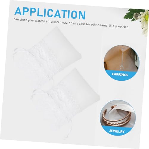STOBOK 40 Pcs White Lace Drawstring Bags Small Organza Jewelry Pouches for Wedding Favors Christmas Party Bags with Easy Close Webbing Drawstring by STOBOK - Image 7