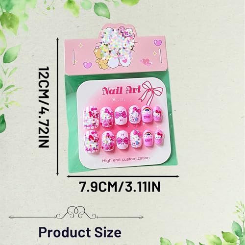 Image of 4 Boxes Nail Art Kit for Girls 6-12, Fake Nails with Cartoon Designs, Press on Nails Kit for DIY Manicure, Safe Artificial Nails Set for Fashion