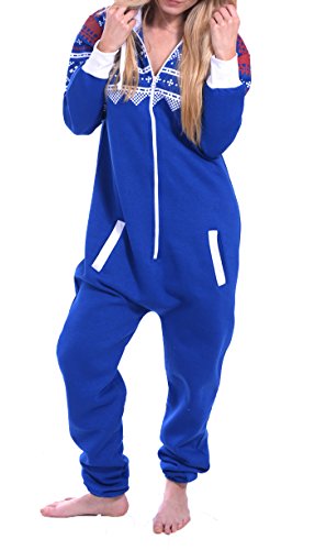 Ladies Unisex Fleece Hooded Jumpsuit Onesie Adult PJs Women Cute Non Footed Zipper One Piece Pajamas