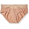 Olga Warner's Women's No Pinching No Problems Dig-Free Comfort Waist with Lace Microfiber Hipster 5609J, Toasted Almond, Large