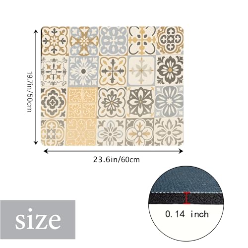 Image of Washer Dryer Top Cover Mat, Non-Slip Laundry Room Decor, Laundry Room Kitchen Appliance Decor Protector Universal 23.6 inchx19.7 inch (Vintage Tiles)