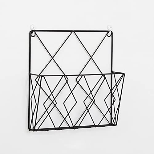 GKEKWMX Estante de almacenamiento de periódicos de metal montado en la pared para el hogar, oficina, libros, periódicos, archivos, carpeta, soporte de exhibición de escritorio (color: negro) Cover