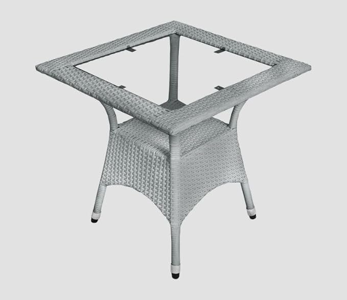 Image of Square Patio 1 Table Wicker Furniture for Garden Balcony Bedroom Powder Coated Frame Uv Protected Wicker (24 * 24 Grey)