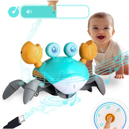 Image of TFS Top·Fans Crawling Crab Toy 2.0-2024 Baby Boy Tummy Time Walking Activity Crawly Crabby Sound&Speed Control Mute Rechargeable Infant Birthday Gift 3-6 6-12 1 2 3 4 5 6 7 8 9 10 11 12 24 36 Months