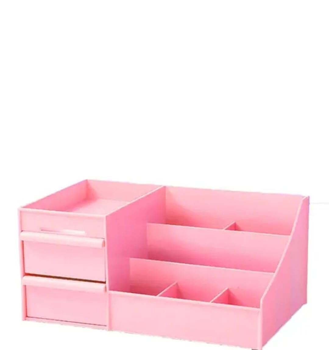 Makeup Organizer – Luxury Cosmetic Storage Box & Vanity Organizer | Multi-Drawer Skincare, Lipstick, Jewelry & Brush Holder for Beauty Essentials (Pink)