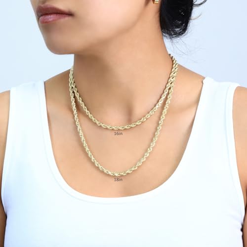 Nuragold NG10YRPH035-22 10K Yellow Gold 5Mm Rope Chain Diamond Cut Necklace, Mens Womens Jewelry 16 Inch 18 Inch 20 Inch 22 Inch 24 Inch 26 Inch 28 Inch 30 Inch thumb #2