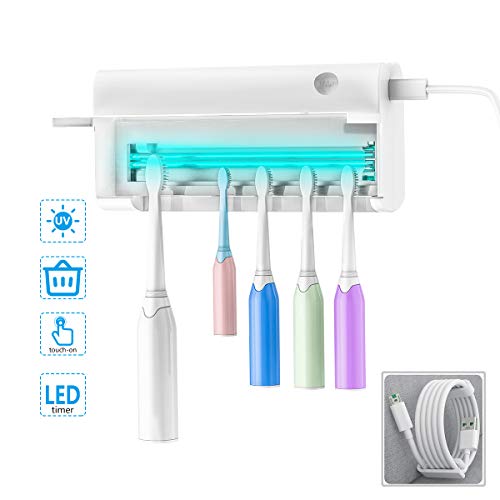 YOMENG support de désinfectant de brosse à dents UV, support mural de salle de bain 1500mAh USB rechargeable organisateur de brosse à dents stérilisation Portable pour la famille à la maison de voyage