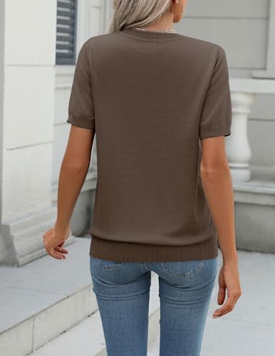 Image of Zeagoo Womens Summer Short Sleeve Tops Crew Neck Lightweight Pullover Sweaters Loose Dressy Casual Blouse Basic Clothes