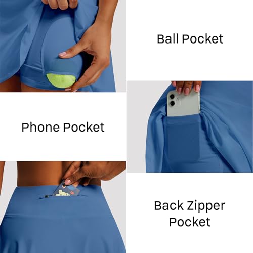 Image of Women's High Waist Pleated Tennis Skirt with 4 Pockets Lightweight Athletic Golf Skorts Skirts for Running Workout
