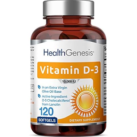 Vitamin D-3 10000 IU 120 Softgels - High-Potency in Extra Virgin Olive Oil Non-GMO Soy-Free Supports Strong Bones Immune Health Cover