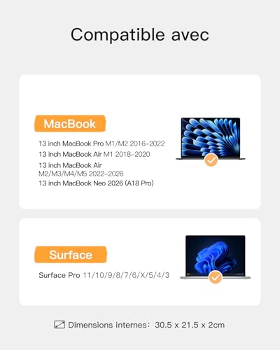 Housse 13 pouces Inateck bleu compatible MacBook Air M5 M4 M3 M2 M1 et Surface Pro