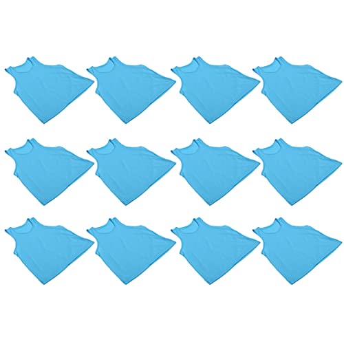 Soccer Vest, 12pcs Blue Polyester Fiber + Nylon Mesh Cloth Breathable Mesh Team Practice Vest Football Practice Jersey One Size for Soccer Basketball Outdoor Sports