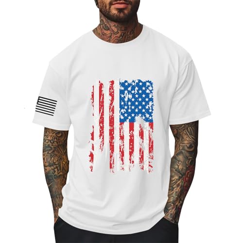 Camiseta de la bandera de Estados Unidos para hombre - Stars and Stripes - 2025 - Mens Independence Day - 4th of July Independence Day - Camiseta para hombre de cuello redondo de manga corta de verano