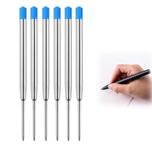 6 Piezas Recambios de Tinta de Gel para Parker 0.7 mm, Recambios para Bolígrafos Punta Mediana, Tinta Azul, Compatible con Bolígrafos, Recambio G2 Europeo, Escritura Fluida Duradera, de Secado Rápido