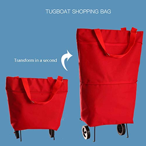 LYLSXY Karren, Faltbare Frauen Einkaufswagen Tasche Tragbare Einkaufen Trolley Tasche Mit Rädern Faltbarer Wagen Rolling… – Bild 4