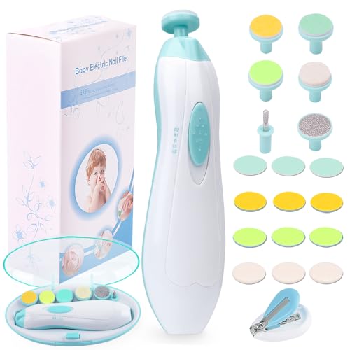 Image of Baby Nail Trimmer Electric Nail File Baby Nail Clippers, 20 in 1 Safe Nail Filer Grinder Kit for Newborn Infant Toddler Kids or Adults Toes Fingernails Care Trim Polish, Led Light and Grinding Heads