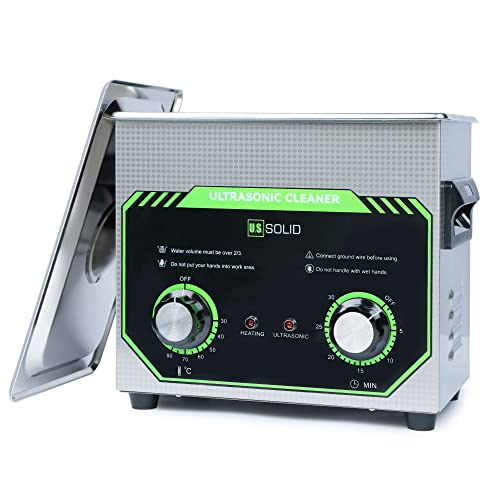 U.S. Solid 3L Mechanical Ultrasonic Cleaner - 40 KHz 0.8gal Stainless Steel Ultrasonic Cleaning Machine with Mechanical Control Knob for Industrial and Jewelry, 176?, FCC, CE, RoHS