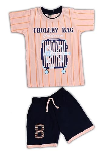 Image of Jaganath Creations Cotton Text Print Comfortable T-shirt and Pant For Baby Boy