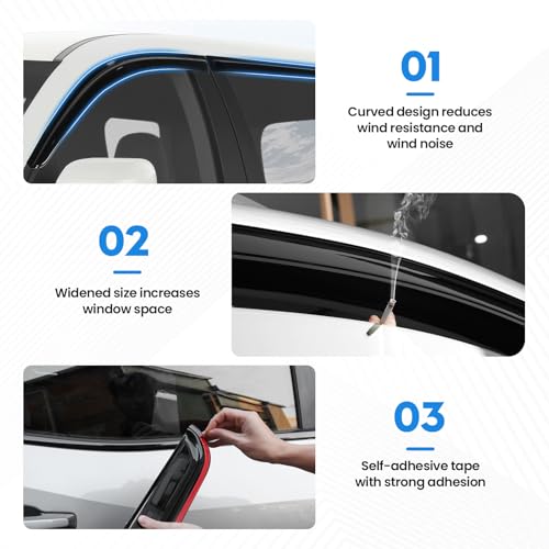 Image of Pilot Rain Guards - Window Visors for Honda Pilot 2023-2026, Out-Channel Side Window Rain Guards for Pilot, 4PCS, Black, Car Accessories