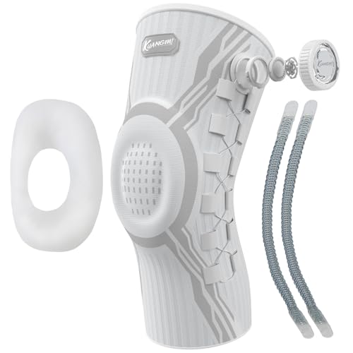 Kuangmi Kniebandage mit Drehknopf (verstellbar) - Für Schmerzlinderung Sport Gelenkrehabilitation und den Alltag Lang-WLXL
