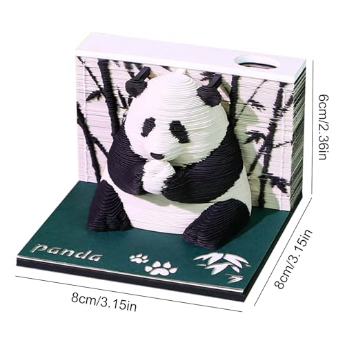 Calendario 3D 2026 con Reloj Panda Paper Art para Escritorio 5