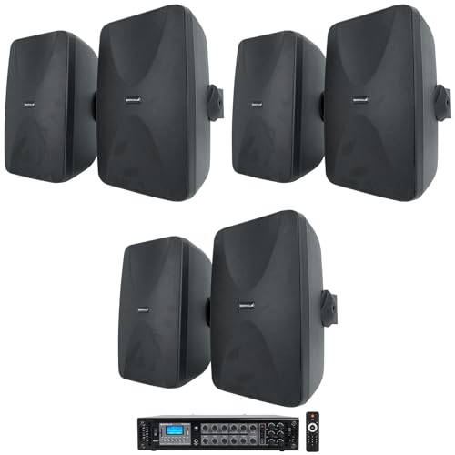 Rockville RCS180-6 6-Zone Commercial/Restaurant Bluetooth Amp Bundle with (6) WET-6525B 6.5