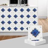 Pavimento Pvc Adesivo Stampa Floreale Blu Piastrelle Adesive Cucina Bagno Pavimento Paraschizzi Cucina Adesivo Rimovibile Mattonelle Adesive Durable Adesivi per Piastrelle Bagno 15x15cm/10 Pcs