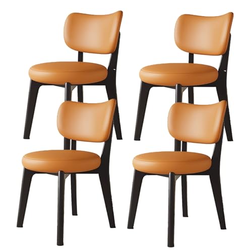 GUAWJRZDP 木製食卓椅子 1/2/4脚、セット 湾曲した背もたれ付きキッチンチェア、ダイニング 椅子、ロビーチェア、布張りダイニングルーム、ファームハウス風ダイニングチェア- キッチン・寝室用(Orange+Black,4PCS)