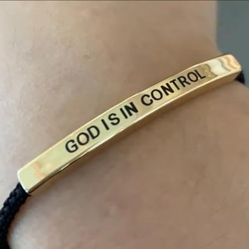 Inspire Bracelet-God Is in Control, Stainless Steel Adjustable Christian Faith Handmade Letter Braided Bracelets Self Worth Motivation Bracelet Jewelry for Women Men4