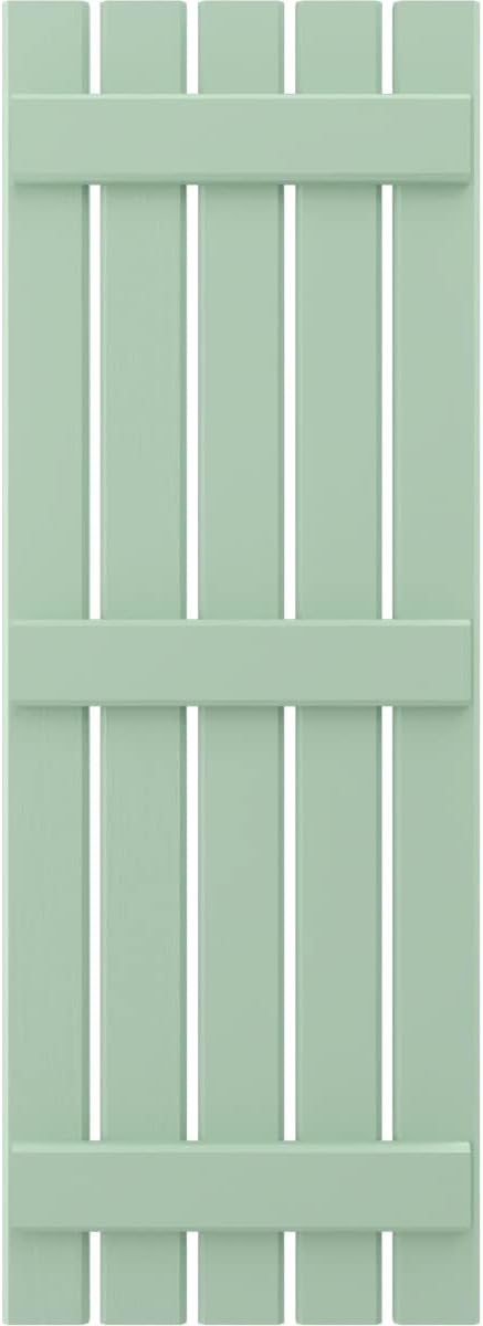 Ekena Millwork ARW401SB519X70SGH Americraft Five 3 Exterior Real Wood Spaced Board-n-Batten Shutters (Per Pair), Seaglass