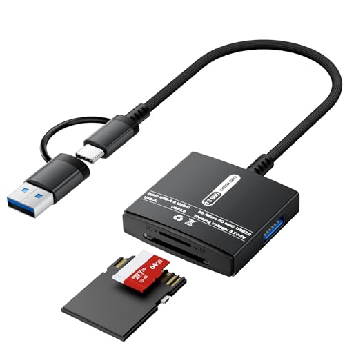 Loydia SD Card Reader USB C, 3 in 1 Adattatore da usb A/C a Scheda SD, MicroSD, USB3.0, Lettore di Schede sd adattatore per usbc scheda sd, compatibile con iPhone 15, Laptop, Tablet, Plug & Play