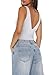 REORIA Women's Summer Sexy Plunge Deep V Neck Sleeveless V Backless Tank Top Going Out Double Lined Workout Yoga Crop Tops White Small