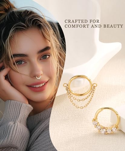 Gold Septum Rings 16g Septum Piercing Daith Clicker Jewelry Nose Ring2