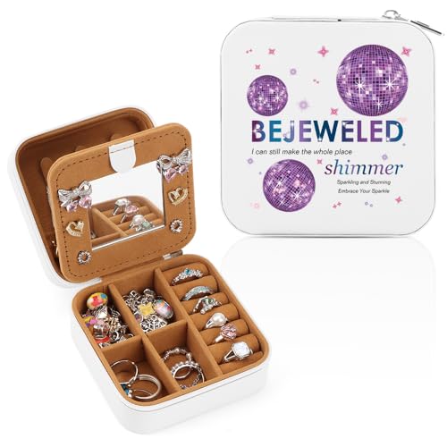 WALLFID Portable Travel Jewellery Box,Shimmering with a Touch of Song Gifts Elegance,Ideal for Storing Fine Jewellery and a Great Birthday Gift for Music Lovers