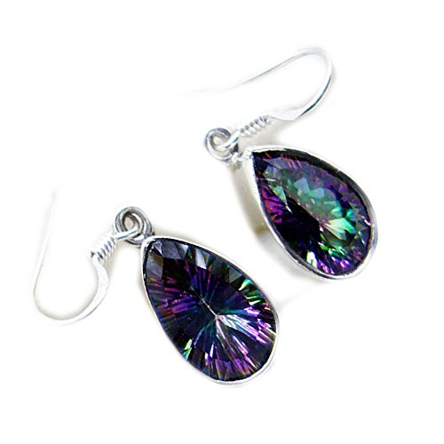 Boucles d'oreilles quartz mystique en argent massif faites main - 3