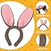 Zeyune 20 Pcs Easter Bunny Ears Headbands Grey Bunny Costume Accessories Plush Rabbit Ears Hairbands for Halloween Easter Cosplay Adults Women