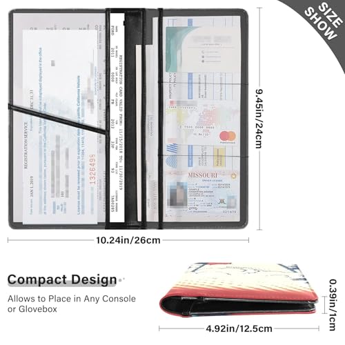 Car Registration and Insurance Holders Tree Pattern Print, PU Leather for License Documents Cards3