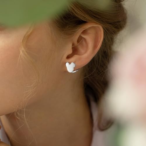 Cute Hoop Earrings for Girls Teens Women - Sterling Silver Hypoallergenic Cubic Zirconia Mouse Earrings Dainty Lovely Double Side Loop Earrings Fashion Jewelry Adorable Gifts for Christmas Daughter4