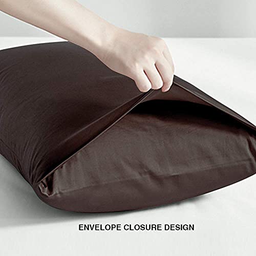 FLXXIE 2 Pack Microfiber King Pillow Cases, 1800 Super Soft Pillowcases with Envelope Closure, Wrinkle, Fade and Stain Resistant Pillow Covers, 20x36, Dark Brown