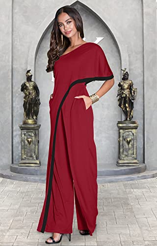 Image of KOH KOH Womens 2026 One Off Shoulder Asymmetric Long Pant Jumpsuit Romper