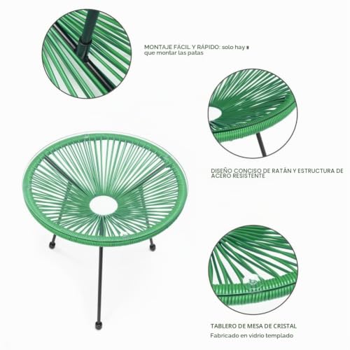Juego de decoración de jardín Freddy de dos plazas con mesa y sillones verde menta 8