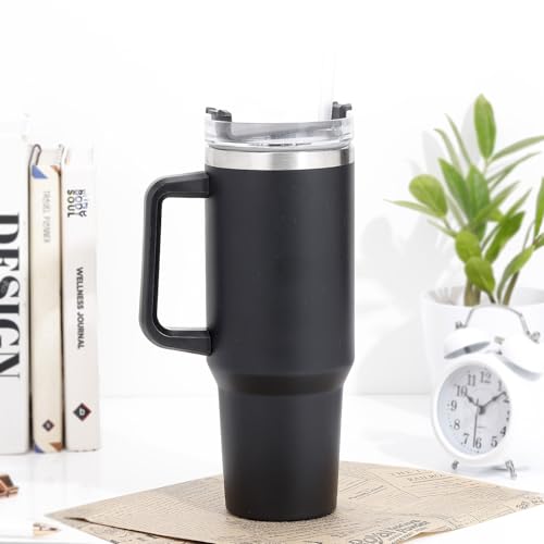 Image of IGP Personalized Large Travel Mug | Same Day Delivery | Matte Black Tumbler with Custom Name & Flowers | Cupholder Friendly | for Him & Her, Office & Gym