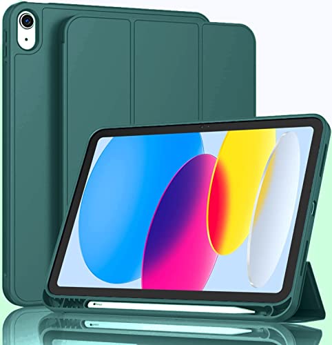Image of Soft Flexible Trifold Flip Case Cover for Samsung Galaxy Tab S10 Ultra | Pencil Holder | Auto Wake /Sleep | Soft Silicone Back | Slim Lightweight Protective Tablet Cover