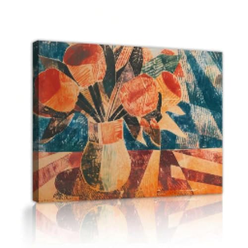 Peinture vase orange fleurs pour réchauffer la déco de votre chambre