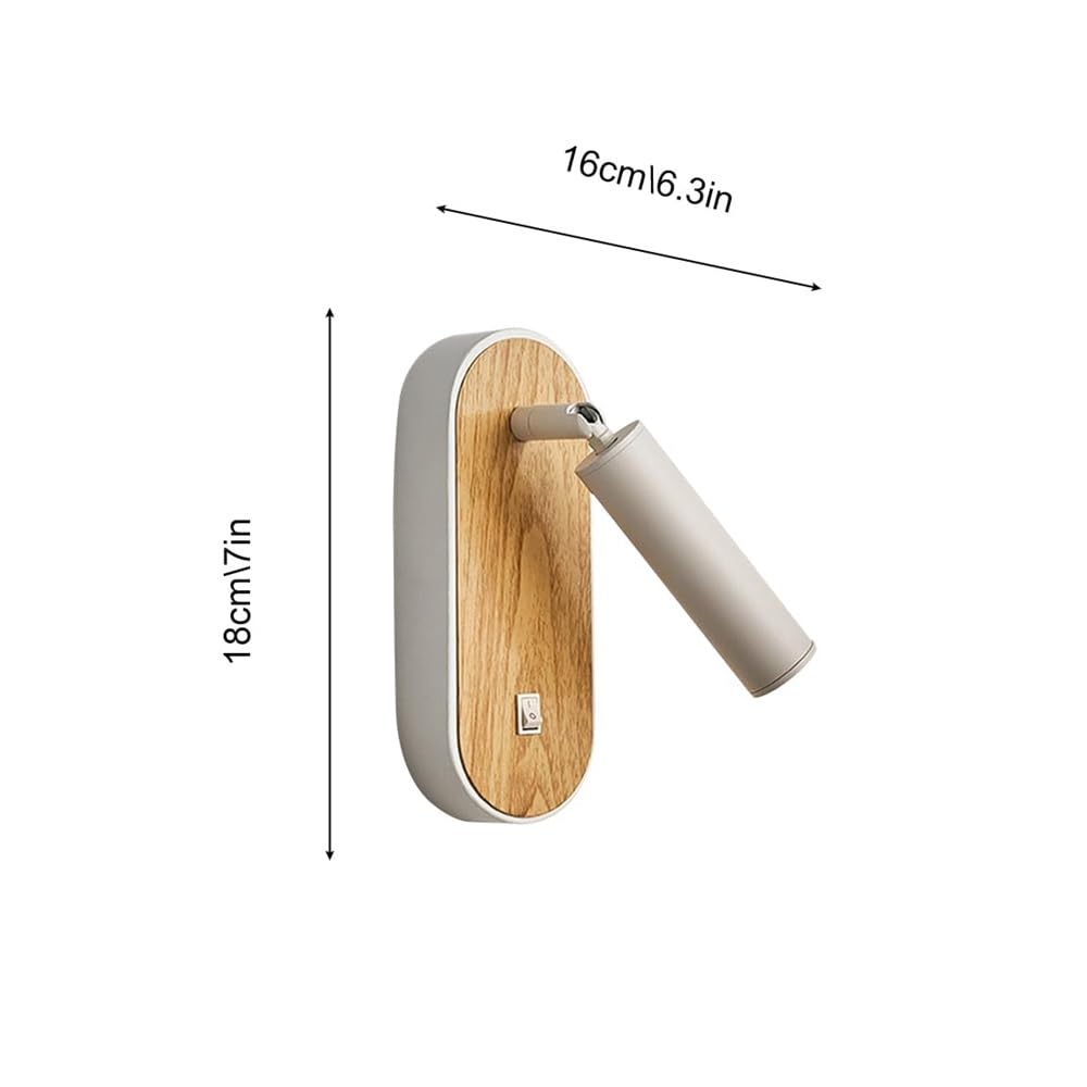 Genérico Lámpara de Pared Moderno Aplique de Pared LED de Aluminio con Veta de Madera Contemporánea para Dormitorio Sala de Estar Lectura Junto A La Cama (Veta de Madera Original)