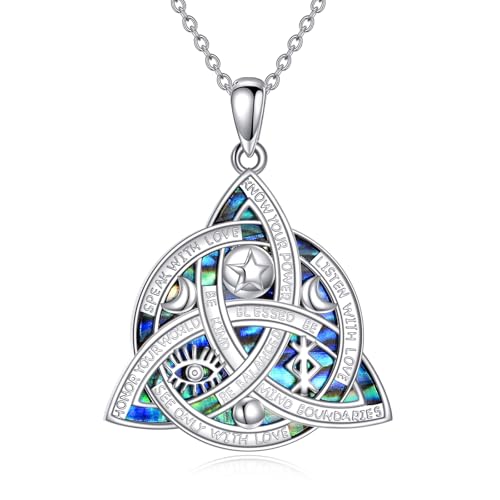 Witch Knot/Trinity/Triple Moon Necklace S925 Sterling Silver Protection Jewelry Gifts for Women