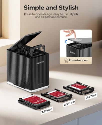 ORICO 5 Bay USB 3.1 Hard Drive Enclosure - Plug and Play DAS Enclosure with 12V/10A Power Adapter, Maximum 5*22TB Storage for Home Data Management - 9758C3 - image 2